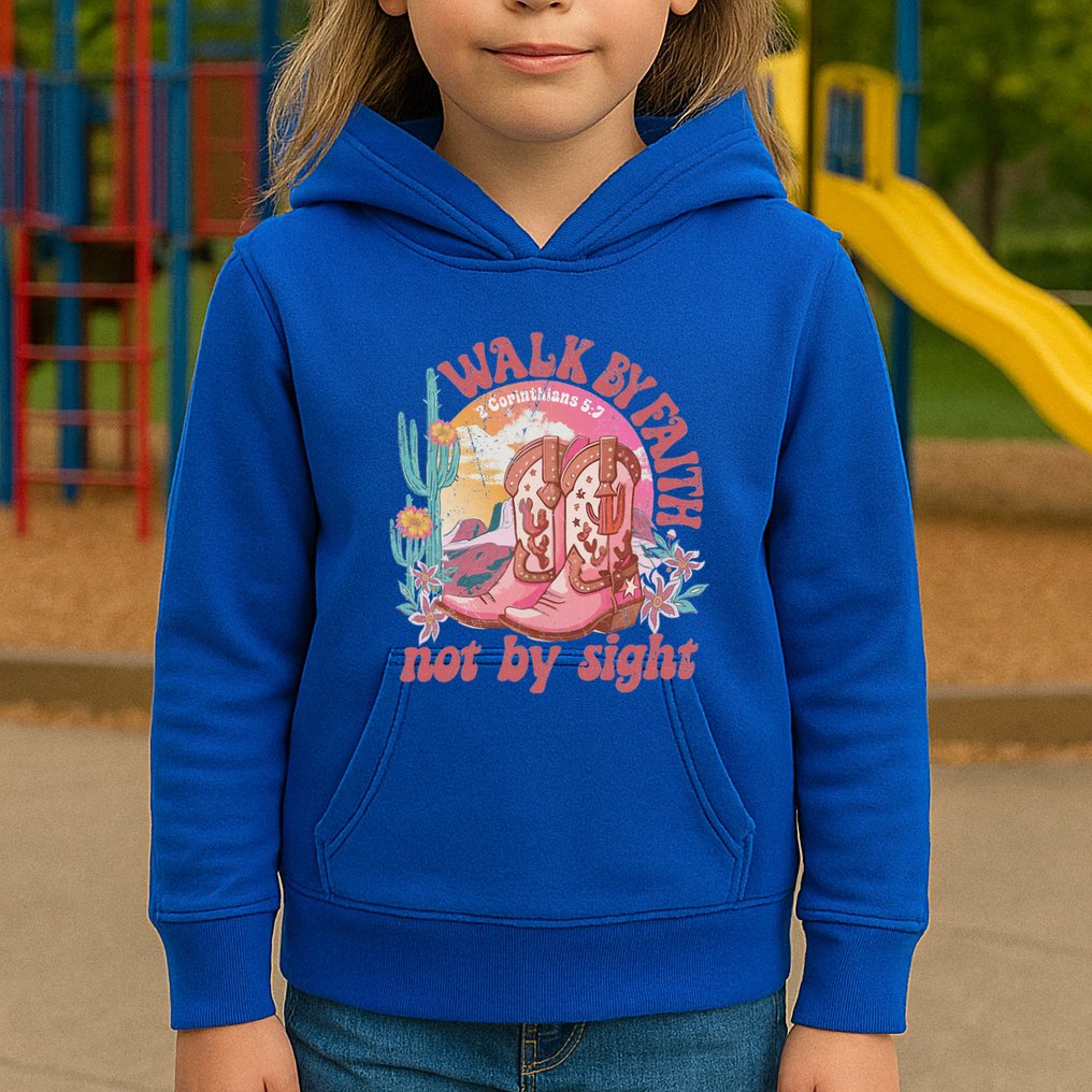 Walk By Faith Not By Sight Saying Bible Verse Kids Hoodie