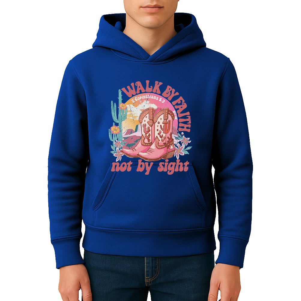 Walk By Faith Not By Sight Saying Bible Verse Kids Hoodie