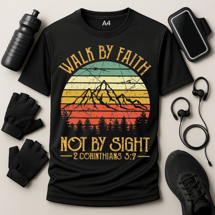 Walk By Faith Not By Sight T Bible Verse Gift Christian Cooling Performance Crew T-Shirt