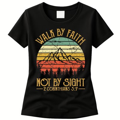 Walk By Faith Not By Sight T Bible Verse Gift Christian Womens T-Shirt