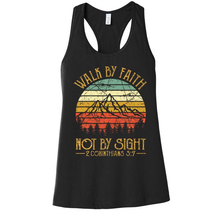 Walk By Faith Not By Sight Bible Verse Gift Christian Women's Racerback Tank