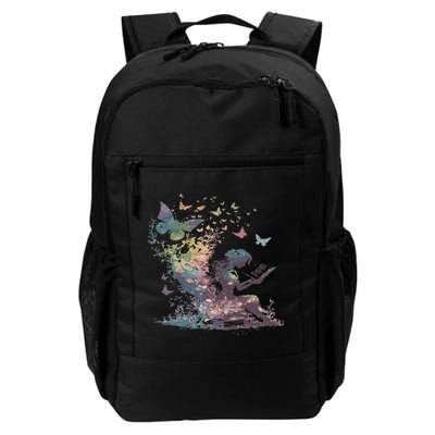 Watercolor Butterfly Fairy Read Book Library Fantasy Novel Daily Commute Backpack