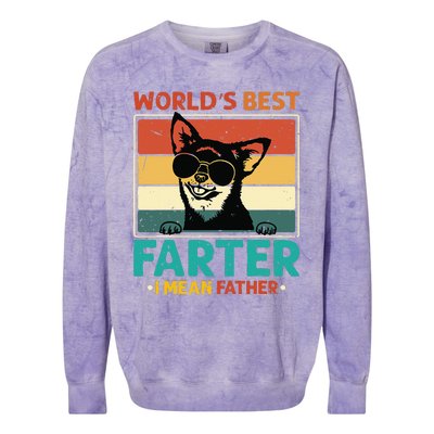 Worlds Best Farter I Mean Father Best Dad Ever Cool Dog Colorblast Crewneck Sweatshirt