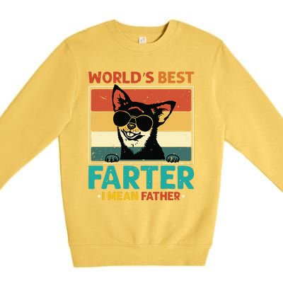 Worlds Best Farter I Mean Father Best Dad Ever Cool Dog Premium Crewneck Sweatshirt