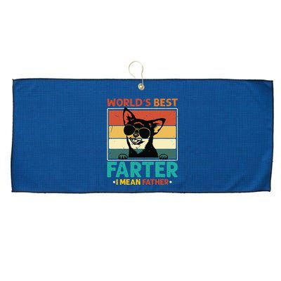 Worlds Best Farter I Mean Father Best Dad Ever Cool Dog Large Microfiber Waffle Golf Towel