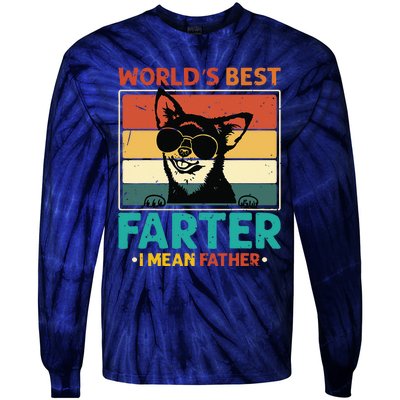 Worlds Best Farter I Mean Father Best Dad Ever Cool Dog Tie-Dye Long Sleeve Shirt