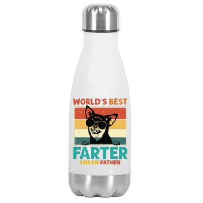 Worlds Best Farter I Mean Father Best Dad Ever Cool Dog Stainless Steel Insulated Water Bottle