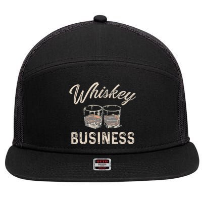 Whiskey Business Funny Vintage Shot Glasses Alcohol Drinking 7 Panel Mesh Trucker Snapback Hat