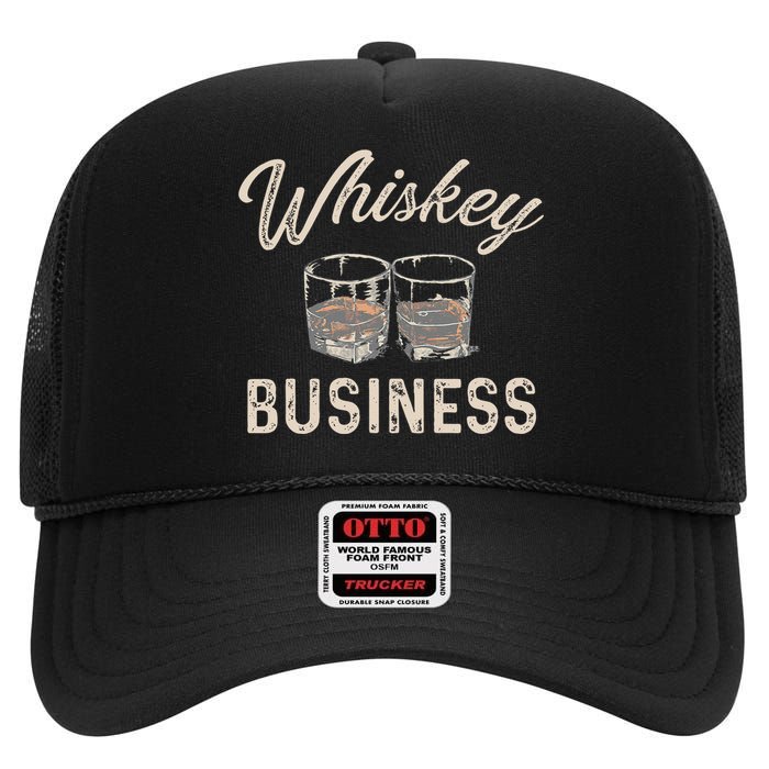 Whiskey Business Funny Vintage Shot Glasses Alcohol Drinking High Crown Mesh Back Trucker Hat