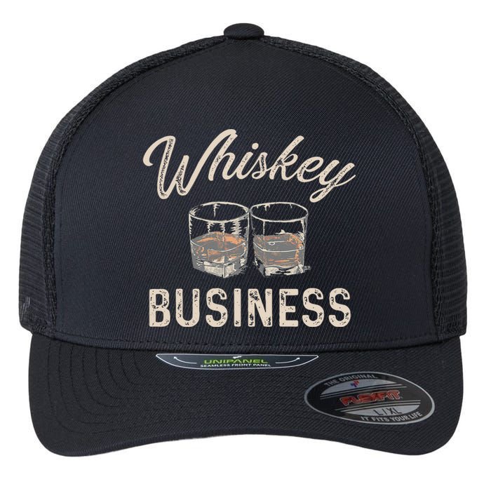 Whiskey Business Funny Vintage Shot Glasses Alcohol Drinking Flexfit Unipanel Trucker Cap