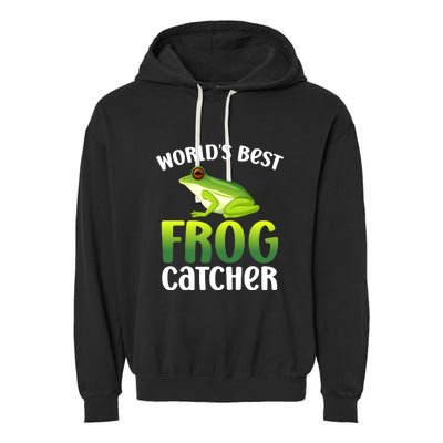 World's Best Frog Catcher Boys Girls Frog Hunter Garment-Dyed Fleece Hoodie