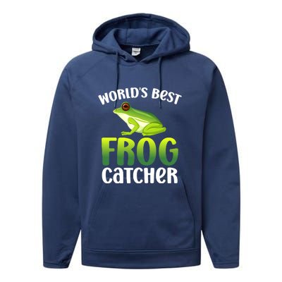 World's Best Frog Catcher Boys Girls Frog Hunter Performance Fleece Hoodie