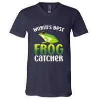 World's Best Frog Catcher Boys Girls Frog Hunter V-Neck T-Shirt