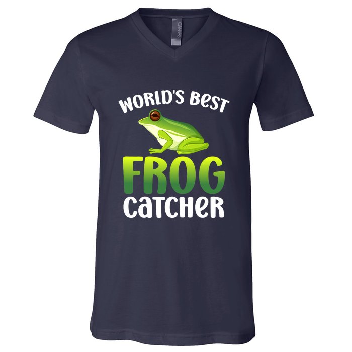 World's Best Frog Catcher Boys Girls Frog Hunter V-Neck T-Shirt