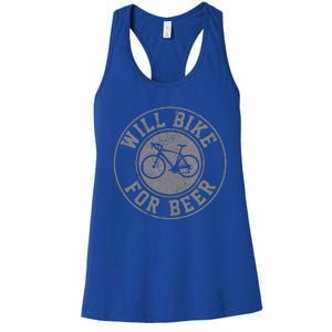 Will Bike For Beer Cycling Road Bike Funny Cyclist Gift Women's Racerback Tank