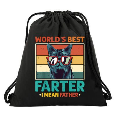 Worlds Best Farter I Mean Father Best Cat Dad Ever Drawstring Bag