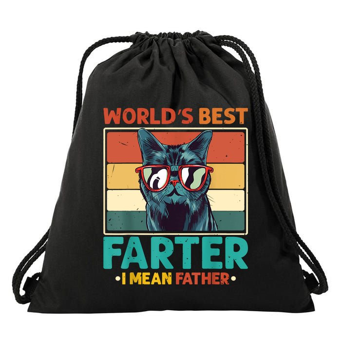 Worlds Best Farter I Mean Father Best Cat Dad Ever Drawstring Bag
