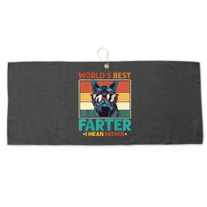 Worlds Best Farter I Mean Father Best Cat Dad Ever Large Microfiber Waffle Golf Towel