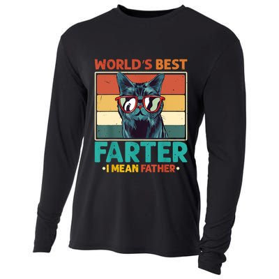 Worlds Best Farter I Mean Father Best Cat Dad Ever Cooling Performance Long Sleeve Crew