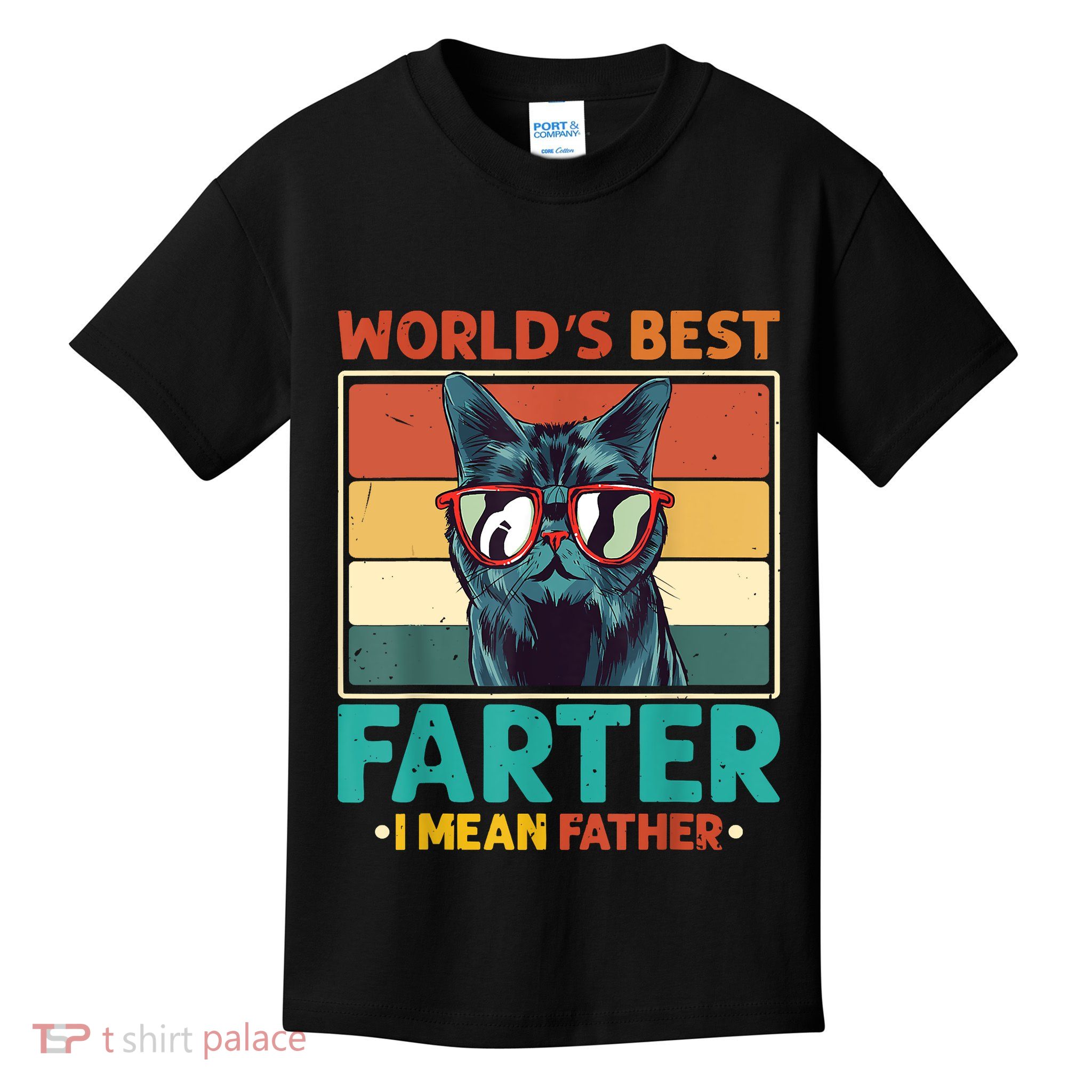 Worlds Best Farter I Mean Father Best Cat Dad Ever Kids T-Shirt