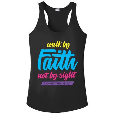 Walk By Faith Not By Sight Bible Verse Christian Saying Funny Gift Ladies PosiCharge Competitor Racerback Tank