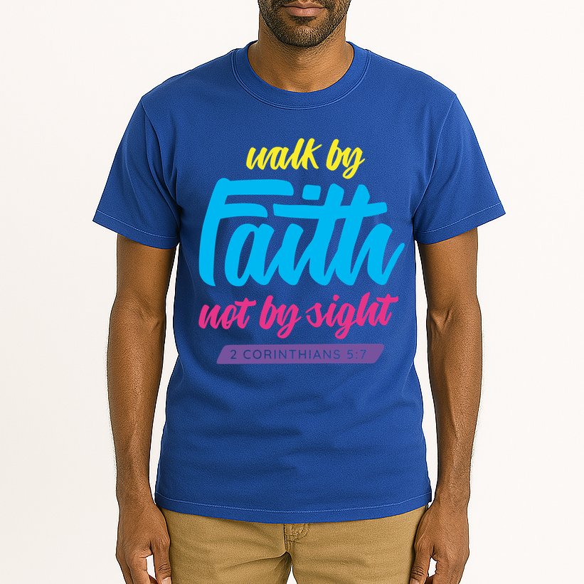 Walk By Faith Not By Sight Bible Verse Christian Saying Funny Gift Tall T-Shirt