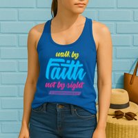 Walk By Faith Not By Sight Bible Verse Christian Saying Funny Gift Womens Tank Top