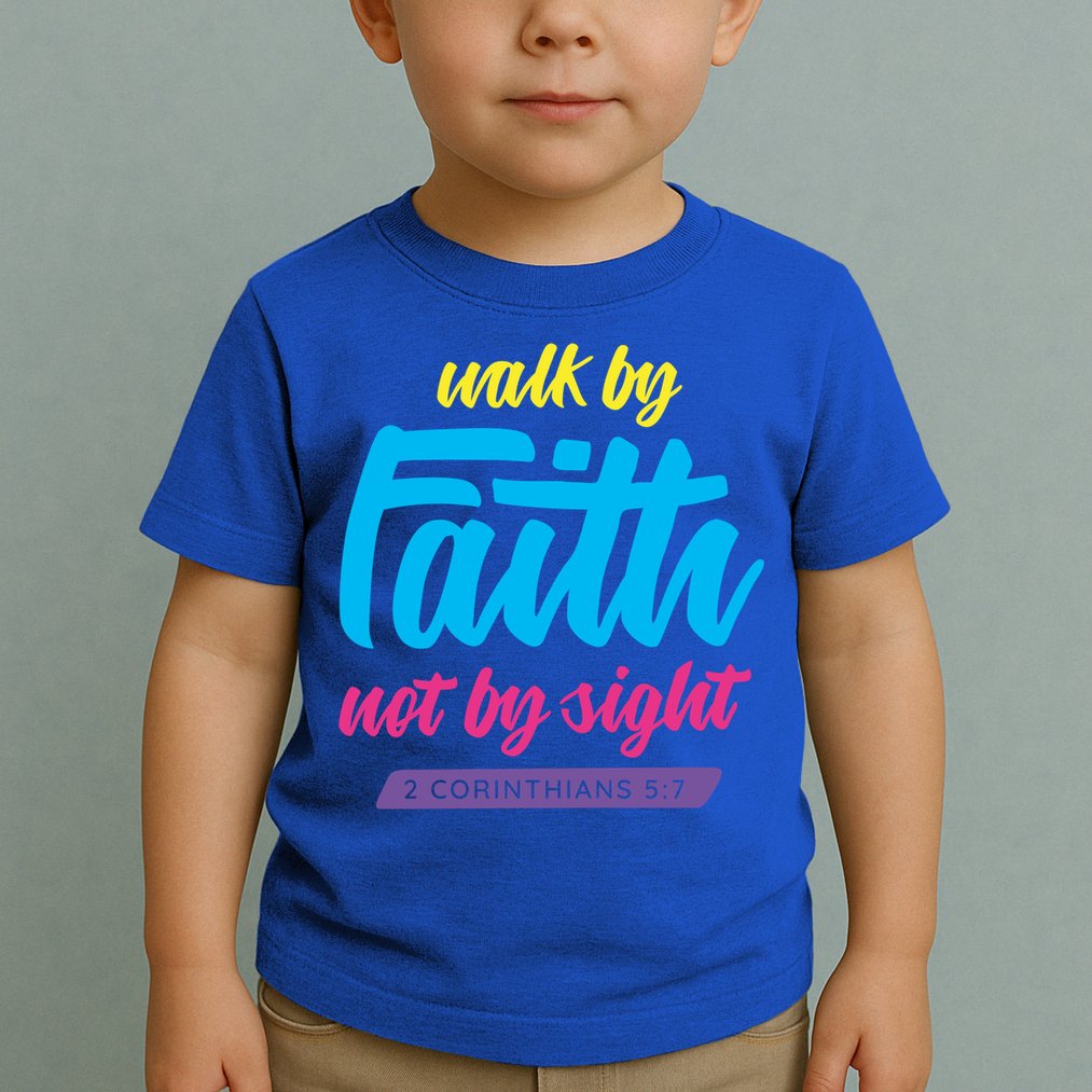 Walk By Faith Not By Sight Bible Verse Christian Saying Funny Gift Toddler T-Shirt