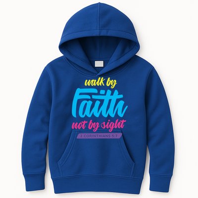 Walk By Faith Not By Sight Bible Verse Christian Saying Funny Gift Kids Hoodie