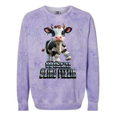 Wisco Bling Fizzin Cow Colorblast Crewneck Sweatshirt