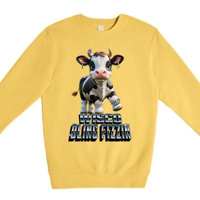 Wisco Bling Fizzin Cow Premium Crewneck Sweatshirt