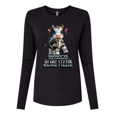 Wisco Bling Fizzin Cow Womens Cotton Relaxed Long Sleeve T-Shirt