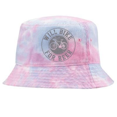 Will Bike For Beer Cycling Road Bike Funny Cyclist Gift Tie-Dyed Bucket Hat