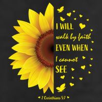 Walk By Faith Not By Sight Christian Religious Sunflower Gift 7 Panel Mesh Trucker Snapback Hat
