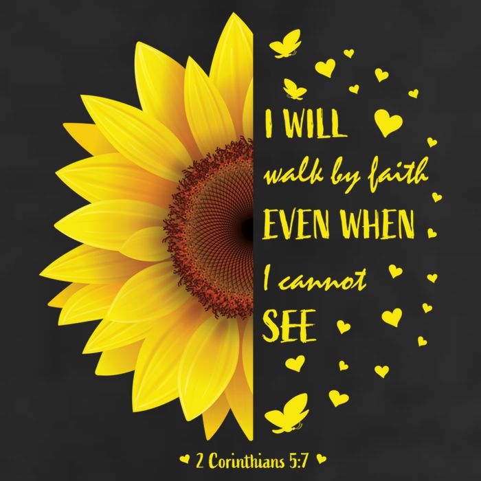 Walk By Faith Not By Sight Christian Religious Sunflower Gift 7 Panel Mesh Trucker Snapback Hat