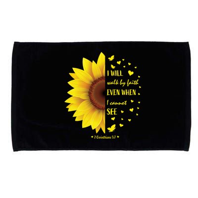 Walk By Faith Not By Sight Christian Religious Sunflower Gift Microfiber Hand Towel