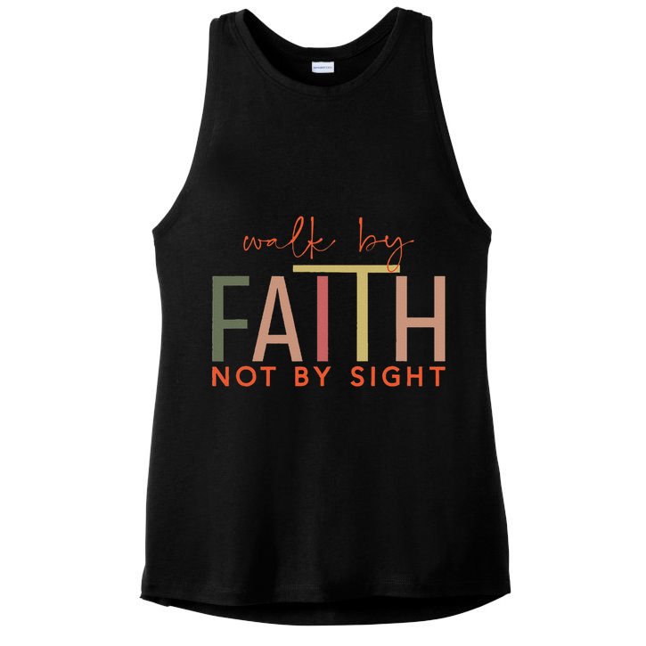Walk By Faith Not By Sight God Faith Jesus 3 Ladies PosiCharge Tri-Blend Wicking Tank