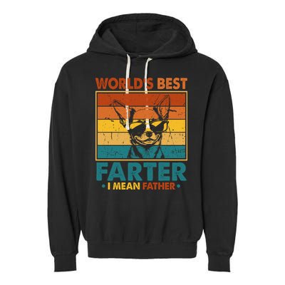 World's Best Farter I Mean Father Fathers Day Funny Dad Dog Garment-Dyed Fleece Hoodie