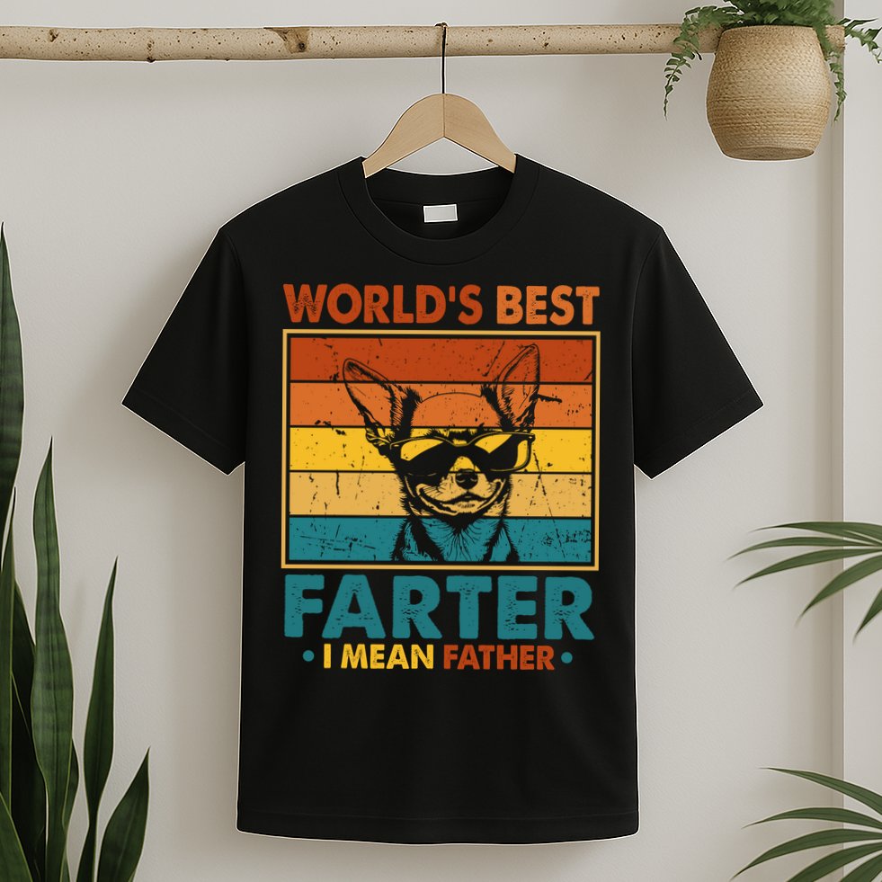 World's Best Farter I Mean Father Fathers Day Funny Dad Dog T-Shirt