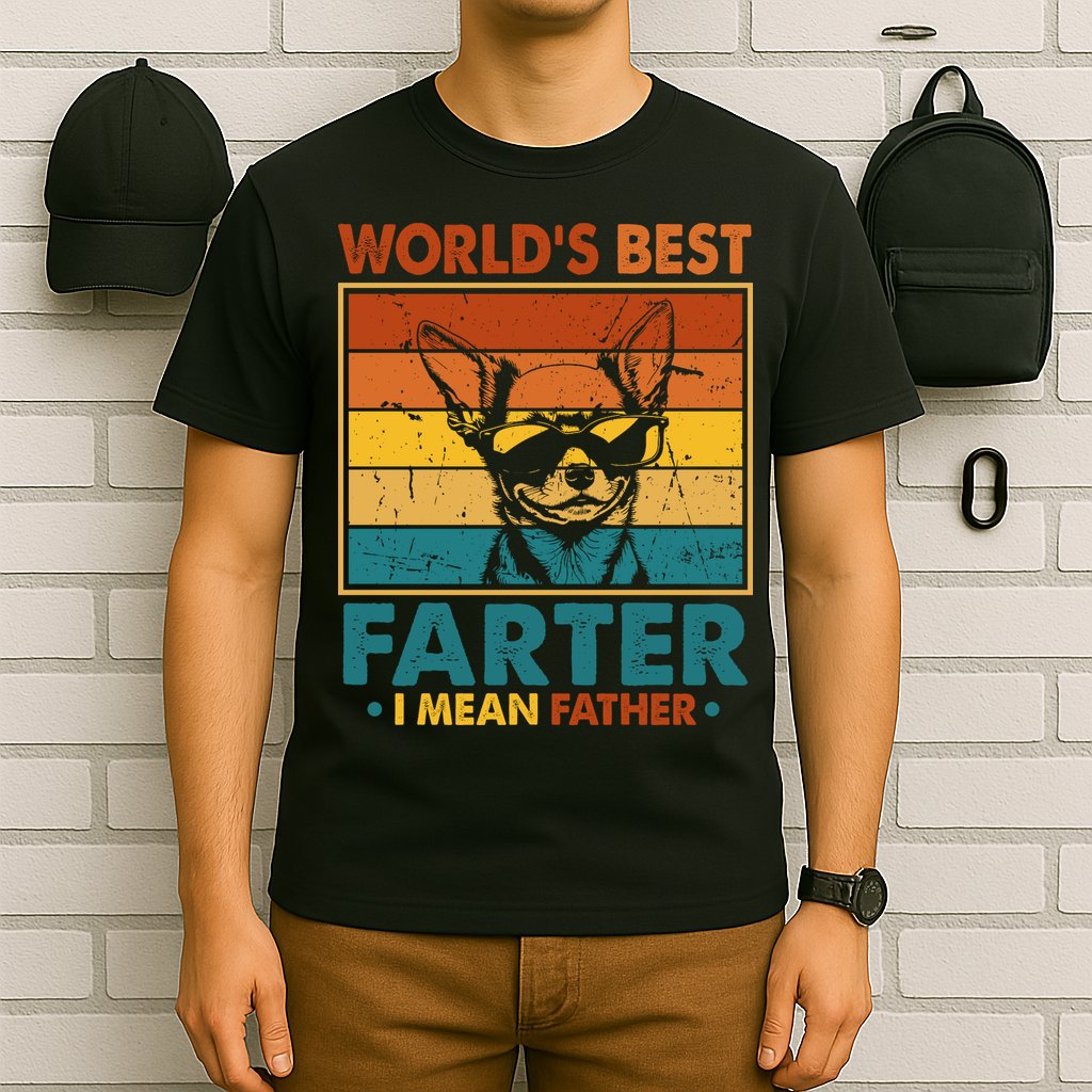 World's Best Farter I Mean Father Fathers Day Funny Dad Dog T-Shirt