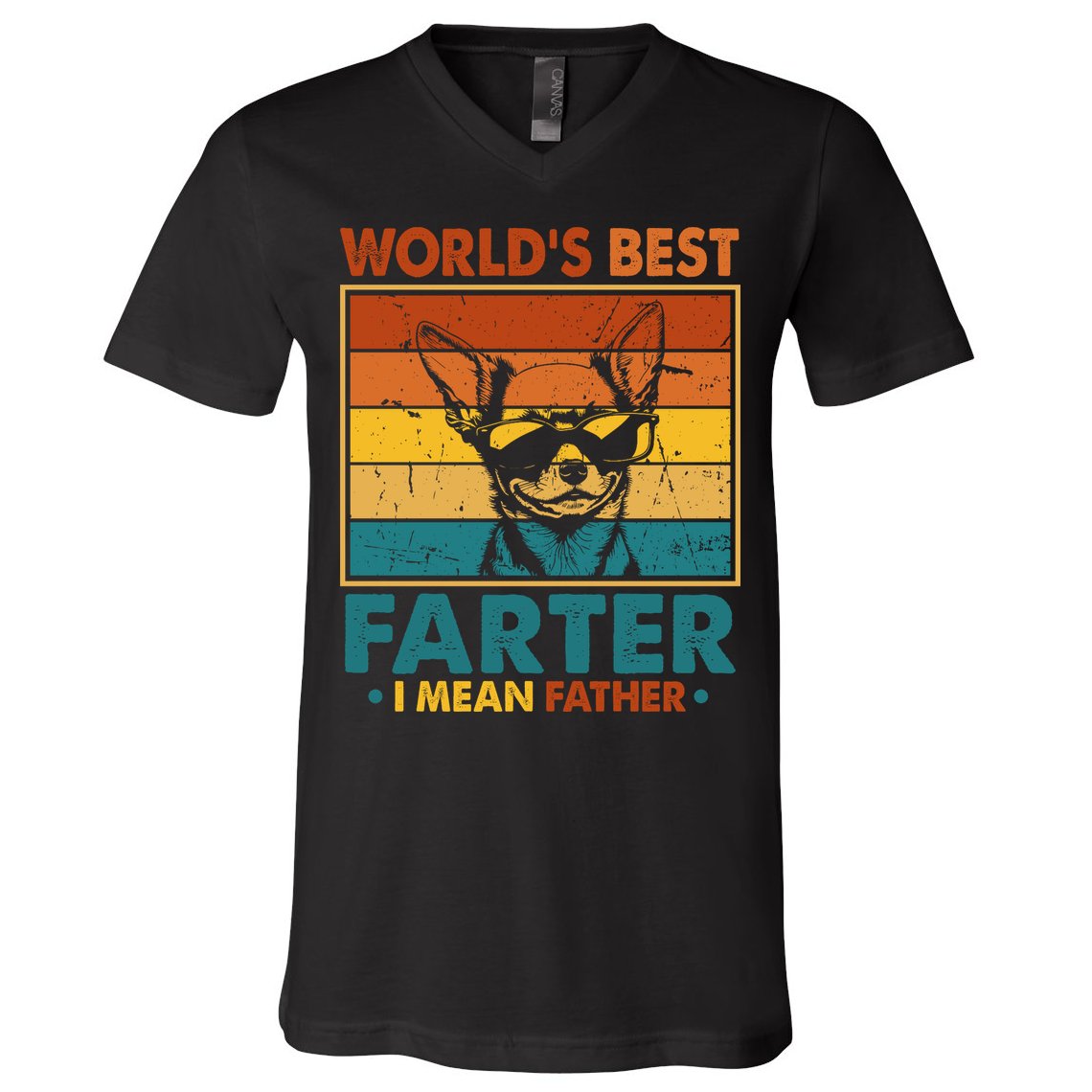 World's Best Farter I Mean Father Fathers Day Funny Dad Dog V-Neck T-Shirt