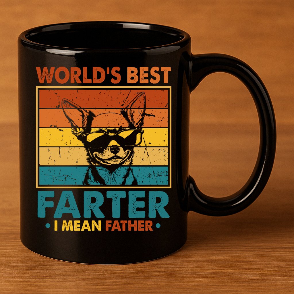 World's Best Farter I Mean Father Fathers Day Funny Dad Dog 11oz C Handle Ceramic Mug