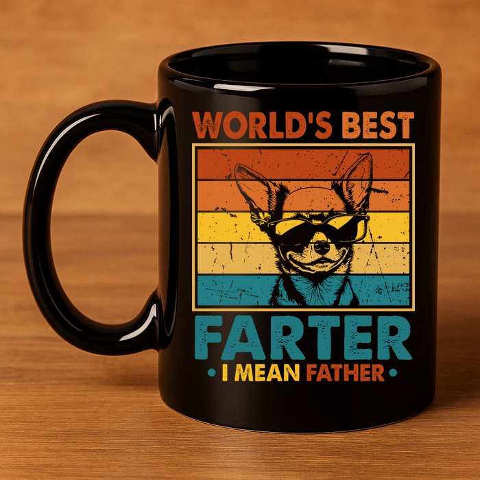 World's Best Farter I Mean Father Fathers Day Funny Dad Dog 11oz C Handle Ceramic Mug