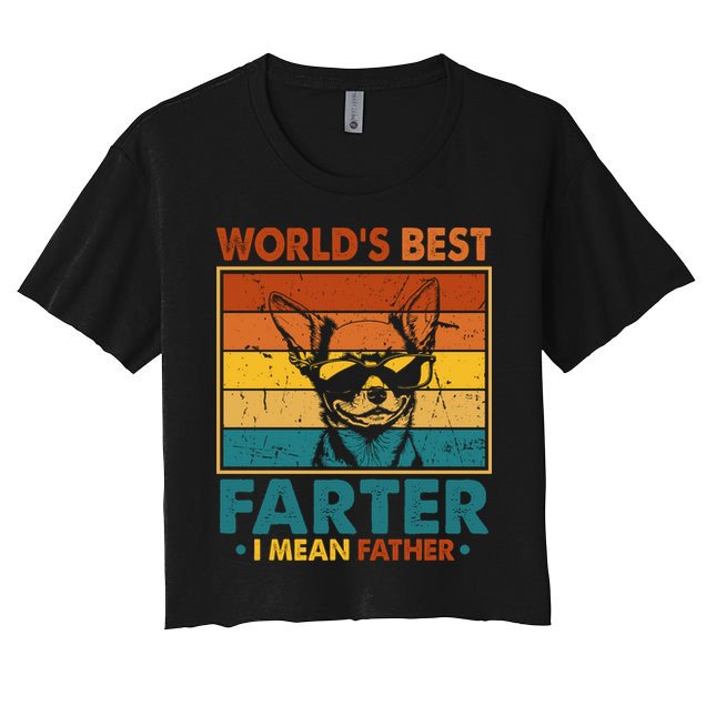 World's Best Farter I Mean Father Fathers Day Funny Dad Dog Women's Crop Top Tee