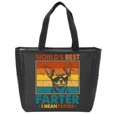 World's Best Farter I Mean Father Fathers Day Funny Dad Dog Zip Tote Bag