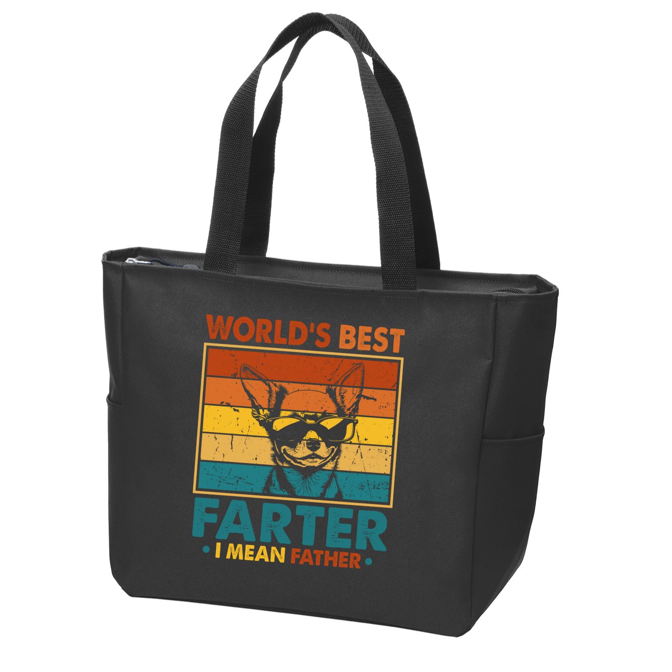 World's Best Farter I Mean Father Fathers Day Funny Dad Dog Zip Tote Bag