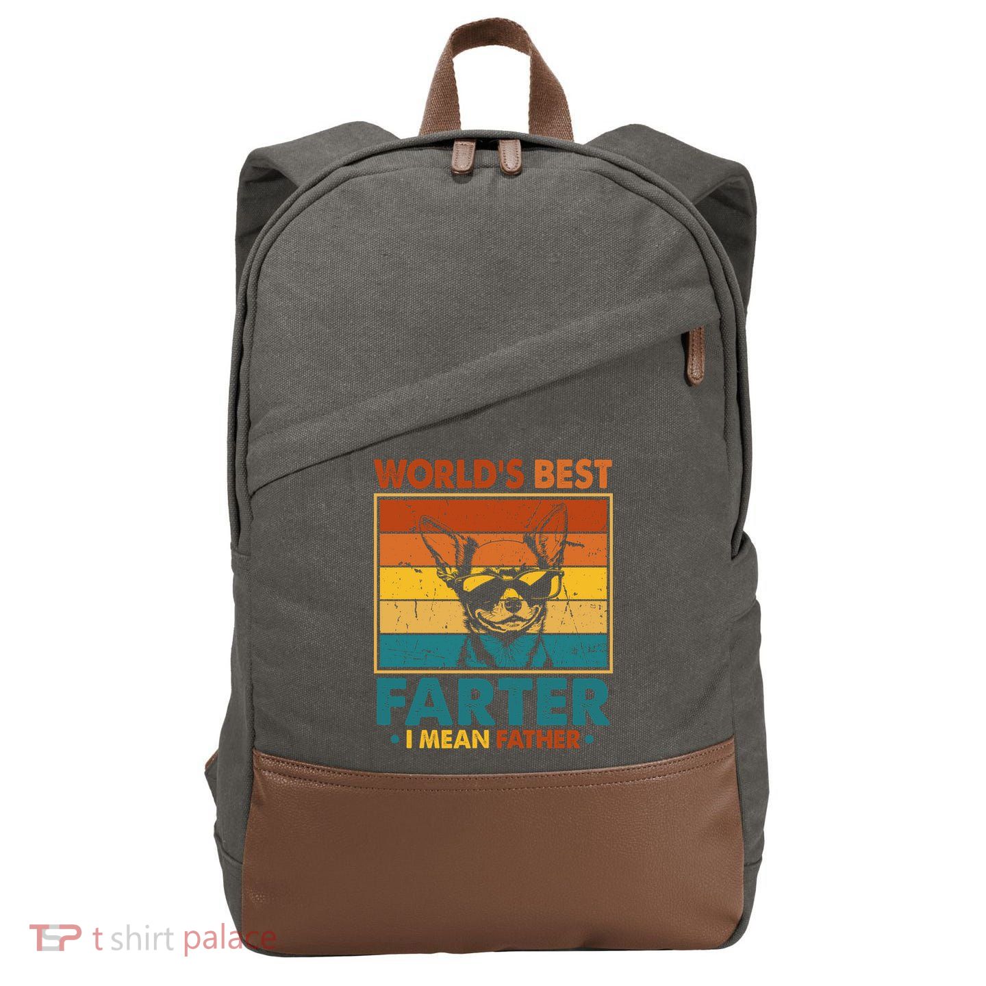 World's Best Farter I Mean Father Fathers Day Funny Dad Dog Cotton Canvas Backpack