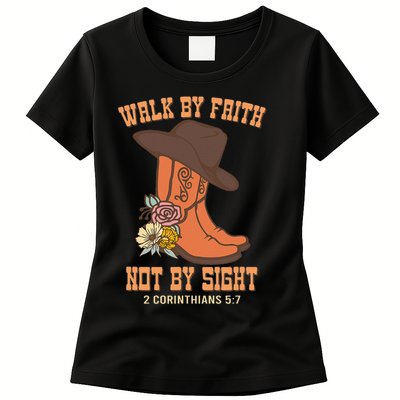 Walk By Faith Not By Sight God Faith Jesus 5 Womens T-Shirt