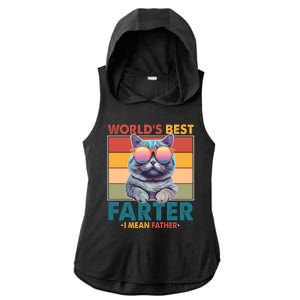 Worlds Best Farter I Mean Father Funny Retro Cat Ladies PosiCharge Tri-Blend Wicking Draft Hoodie Tank