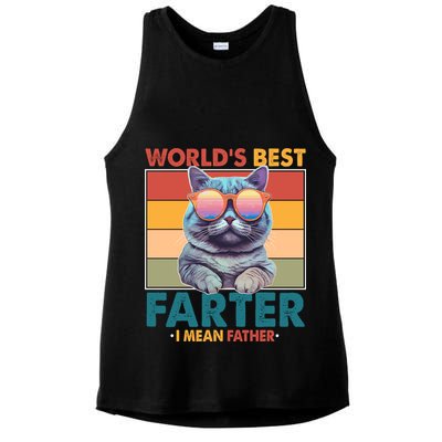 Worlds Best Farter I Mean Father Funny Retro Cat Ladies PosiCharge Tri-Blend Wicking Tank